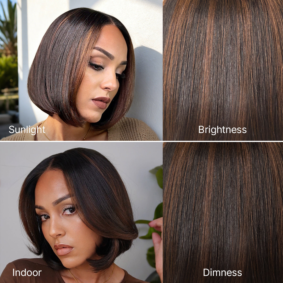 Blonde Highlight / Brown Highlight Short Layered Bob Wig Glueless Closure Pre-Cut Lace Wig