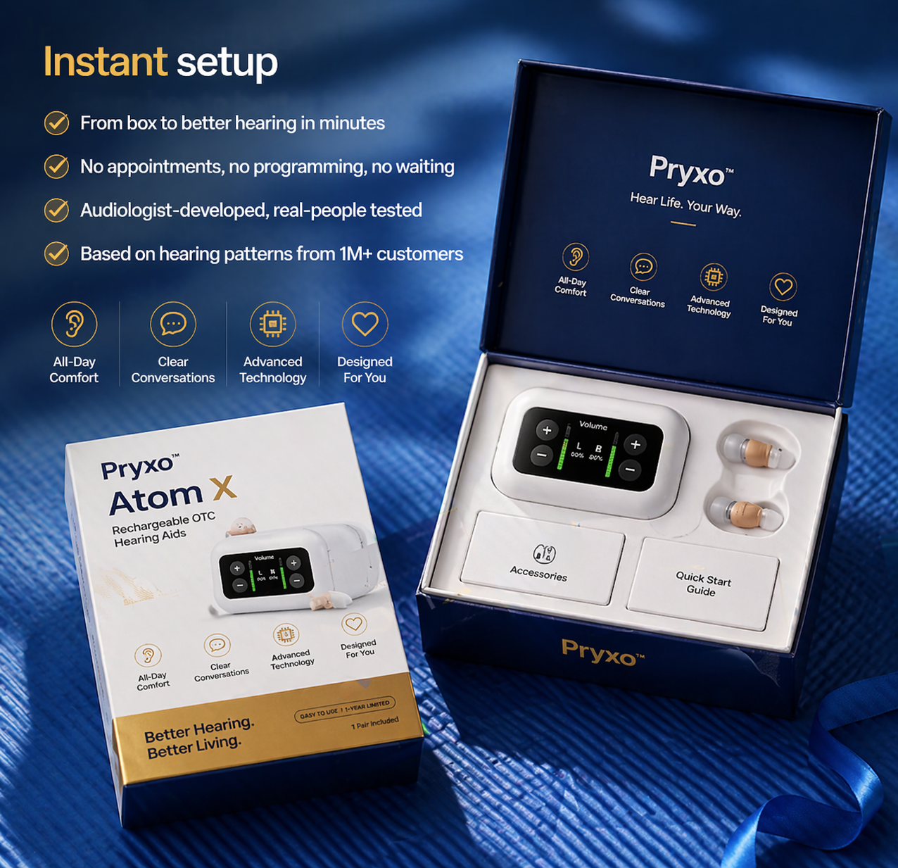 🔥🔥Final 3 Hours🏆 Limited-Time Offer – Don’t Miss This DealPryxo "Invisible" noise-canceling hearing aids