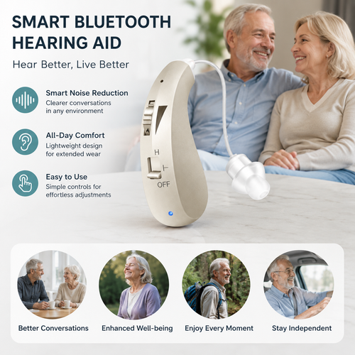Smart, Self-Fitting Bluetooth Hearing Aids (App Controlled)